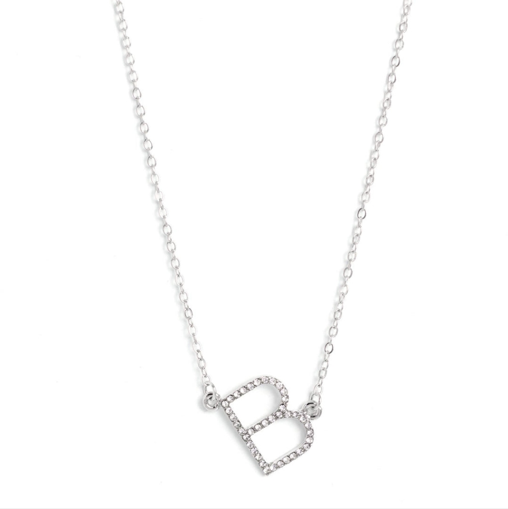 "INITIALLY YOURS" B - WHITE NECKLACE & EARRING SET